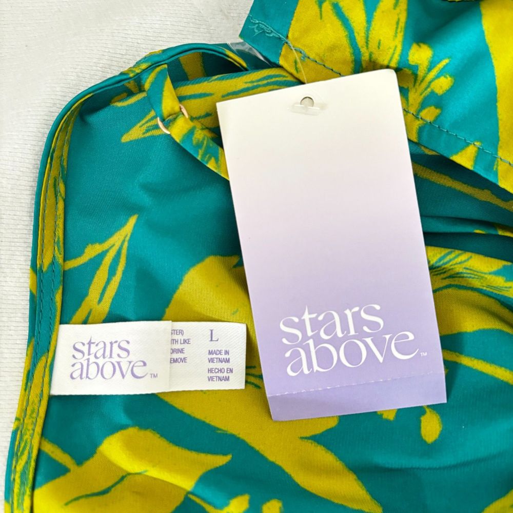 Stars Above Women Satin Floral Print Sleepwear Night Dress, Teal/Lime Large - Picture 5 of 11